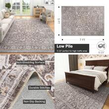 Taupe Area Rug For Living Room 5x7 Carpet-Machine Washable Vintage Traditional Rugs For Bedroom Dining Room Office Retro Rug Non Slip - 5x7+Grey - View 7