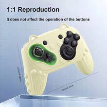 适用于Switch 2 Pro手柄的6色新款防滑可爱猫咪硅胶手柄套，包含6个摇杆帽和1张贴纸 - 彩色 - 查看 3
