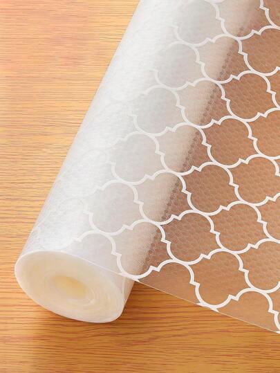 1件装金色和白色几何图案防水防滑EVA抽屉垫，可水洗橱柜垫，适用于厨房、冰箱、食品储藏室（30*150厘米）