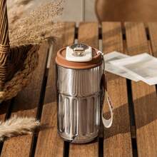 1pc 450ml (15.2oz) Stainless Steel Insulated Smart Coffee Cup With Sleeve And Handle, Suitable For Back To School Season - Multicolor - View 15