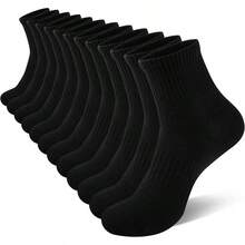 20Pairs Black 5 Pairs/10Pairs Summer Casual Couple's Stockings Tennis Socks Sweat Absorbing Breathable For Home Use Tubesocks - 黑色 - 查看 1