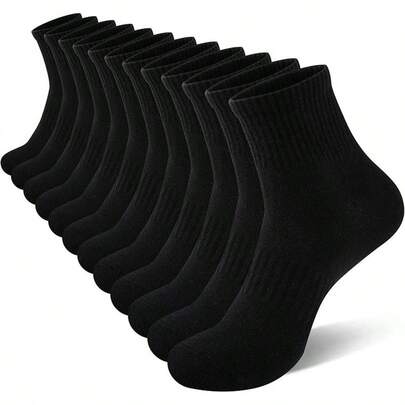 20Pairs Black 5 Pairs/10Pairs Summer Casual Couple's Stockings Tennis Socks Sweat Absorbing Breathable For Home Use Tubesocks