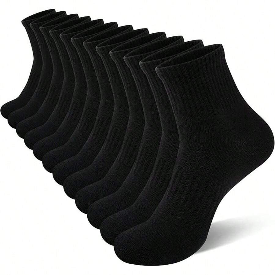 20Pairs Black 5 Pairs/10Pairs Summer Casual Couple's Stockings Tennis Socks Sweat Absorbing Breathable For Home Use Tubesocks - 黑色 - 查看 1