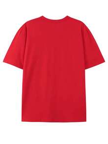 1 Disney Car Lightning McQueen Men's T-Shirt-Breathable Lightweight Fabric, Conventional Cut Round Neck T-Shirt, Suitable For Birthday Parties, Racing Fans-Official Disney Pixar Car Movie Merchandise Gift, Summer Clothing. - Red - View 2