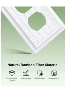 1 件装经典木质装饰插座面板，装饰开关面板和插座盖，天然竹纤维墙壁插座盖，单联插座盖，纯白色 - 彩色 - 查看 4