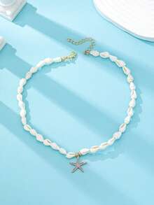 1件夏季波西米亚风贝壳项链，带星星吊坠，女士波西米亚海滩饰品 - 彩色 - 查看 4