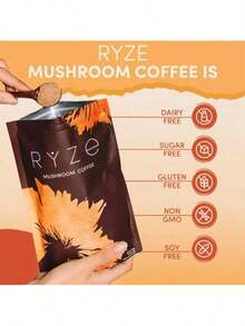 Mushroom Medium Roast Coffee USDA Organic With 6 Adaptogenic Mushrooms, USA Grown Instant Coffee For Better Energy, Focus Digestion Immunity With Lions Mane & Turkey Tail 30 Servings - 1 Pack - 查看 5