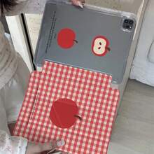 小众红色格子苹果可爱平板电脑保护套，兼容苹果第11代平板电脑，Pro 2025新款可爱第10代时尚Air 7/6，带笔槽，防弯折11英寸平板电脑保护套，适合女孩使用 - 紅色 - 查看 5
