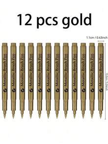 3-12支/套 金属质感永久性马克笔，白色/金色/银色，防水油性颜料马克笔，适用于岩石、马克杯、陶瓷、玻璃等材质，DIY绘画用品 - 彩色 - 查看 36