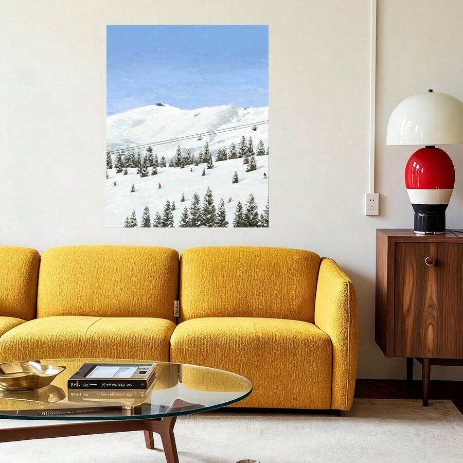 Framed 1pcset Retro Easy Ski Resort Scenery Posters Wall Art, Canvas Art, Ideal For Living Room And Bedroom Decor - Framed - 查看 1