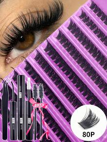 180/160/140/120pcs Eyelash Extension Kit (80D+100D+120D+150D+200D), Includes Lashes, Glue, And Tools, Allows You To Easily Create Professional-Level Lash Effects At Home. Professional Eyelash Extension Set, Easily Create Salon-Level Lash Effects At Home. Kit Includes: DIY Mink-Like Lashes, Strong Adhesive, And Precise Tools. - Multicolor - View 14