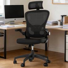 Ergonomic Office Chair: Breathable Mesh Back + Thickened Memory Foam Seat | Adjustable Headrest & Lumbar Support | Silent Casters For Home/Computer Work - Black - View 7