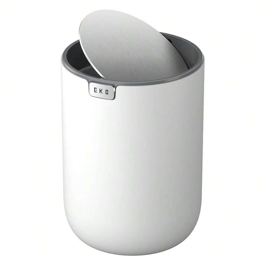 Fandy 0.58 Gal/2.2L Mini Trash Can With Lid, Swing-Top Desktop Trash Can For Bathroom, Countertop, Vanity, Desk Or Office, Small Garbage Bin (White) - 白色22公升 - 查看 1