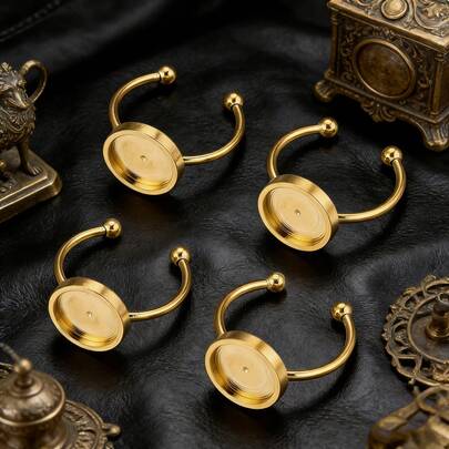 10 件套 304 不锈钢戒指托盘，袖扣戒指吊坠托盘，袖扣戒指底座，DIY 首饰制作配件