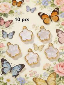 5/20/30/50/100/200/300/500pcs Multi-Color Fashionable Elegant Four-Leaf Clover & Five-Petal Flower Pendant, Suitable For DIY Necklace, Bracelet, Earring, Keychain, Phone Strap, Couple Gift Jewelry Making - Five-petal Flower - View 24