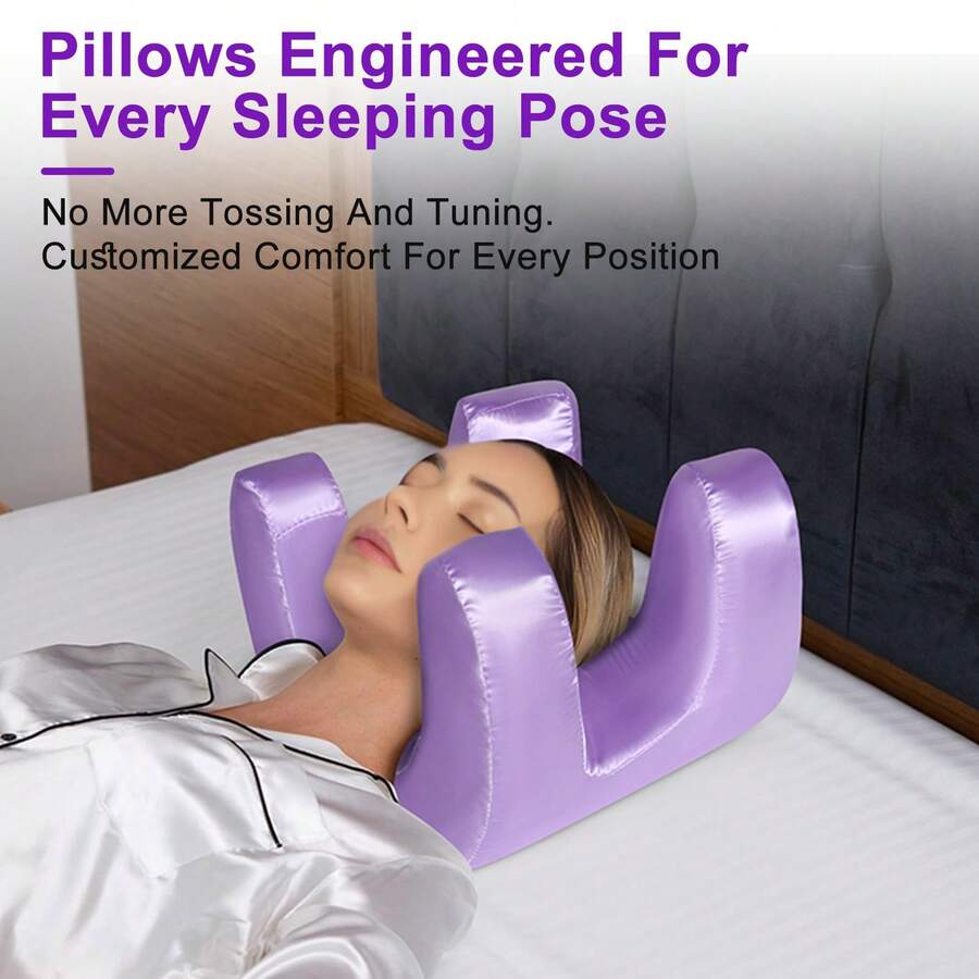 Beauty Headrest, Super Soft And Slowly Rebound Skin-Friendly Fabric, Multifunctional Anti-Wrinkle Beauty And Skin Care Makeup Pillow. 4 Colors To Choose From - 紫色 - 查看 1