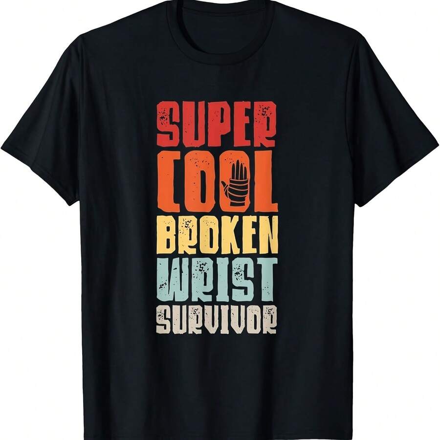 Camiseta divertida con humor y risas para sobrevivientes de lesiones en el brazo por fractura de muñeca - Negro - Ver 1