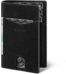 ¡RecomendadoVULKIT Tarjetero de cuero con bloqueo RFID delgado y plegable para hombres con 10 ranuras¡Top de Temporada - Cruz Negra - Ver 3