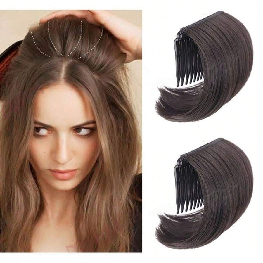 2PCS Volume Bump It Up Hair Base Invisible False Hair Clips Fluffy Hair Pad Hair Extensions Insert Tool For Hair Bun Hair Comb Clip Increased Fullness Styling Accessories In Black - -brown Black- - View 1