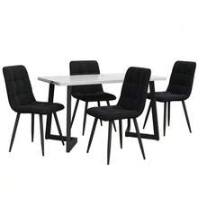 Dining Table With 4 Chairs Set, Rectangular Dining Table, Modern Kitchen Table Set, Black Velvet Dining Chair, Black Table Legs - Black + MDF - View 7
