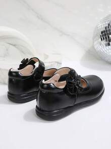 儿童鞋，女童皮鞋，软底公主鞋，2025春秋新款时尚款式，蝴蝶结软底魔术贴单带鞋，黑色婴幼儿及小学生演出鞋 - 黑色 - 查看 6