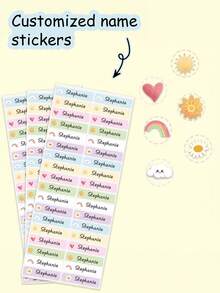 88pcs Customized Pvc Name Label Stickers - Multi-Purpose, Waterproof Personalized Labels Suitable For Office Supplies - Multicolor - View 7