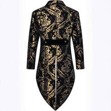 2026 Men's Gothic Steampunk Tailcoat Jacket Black Brocade Wedding Coat - 金色 - 查看 2