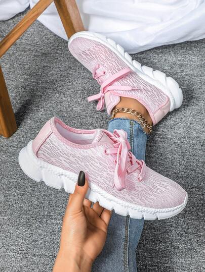 Gentle Pink Mesh Sneakers, Three-Layer Soft And Flexible Women's Sports Shoes - Soft Sole Design, Suitable For Marathons, Sprints, And Everyday Casual Wear - All-Season Sports Shoes - Flexible EVA Sole - Women's Shoes