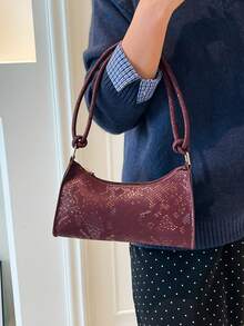 Elegant And Compact Underarm Bag, 2026 New Style, Women's High-End, Luxurious, Retro Style, Versatile And Simple, Fashionable Shoulder Bag With Single Strap. - Burgundy - View 4