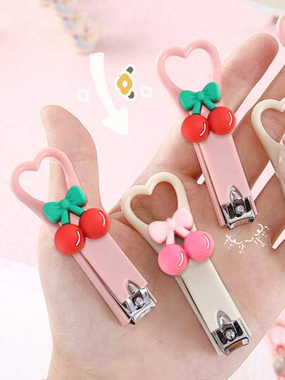 1pc Cute Mini Nail Clippers With Cute Cherry Design,Home Splash-Proof Folding Nail Clippers, Nail And Nail Trimming Knives,Splash Proof Foldable Nail Clippers, Nail Clippers, Compact And Easy To Carry, For Work, School, Shopping, At Home, Or Traveling, Suitable For Both Men And Women, Ideal For Fingernail Care, Small Party And Birthday Gifts, Party Gifts, Valentine's Day Gifts
