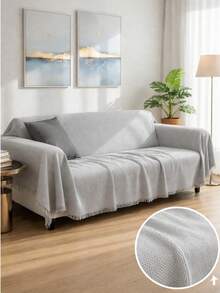 Non-Slip Tassel Sofa Cover – 100% Cotton – 170*200 Cm – Soft And Comfortable, Made In Türkiye - Grey - View 5