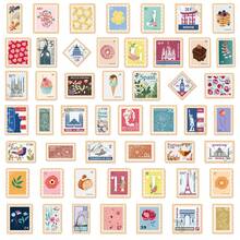 50张/包 复古邮票系列贴纸，ins风文具装饰贴纸，适用于剪贴簿、DIY手工制作 - 50張 - 查看 5