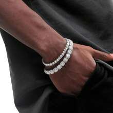 MDFUN 14K白金镀层锆石奢华网球手链 CZ 时尚珠宝 生日、周年纪念礼物 - 白色 - 查看 5