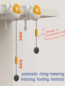 自动伸缩电动猫玩具，互动式电动毛绒球猫玩具，宠物用品，ABS材质伸缩毛绒球猫玩具，猫咪用品，快乐猫咪，不含电池（需7节电池） - 彩色 - 查看 9