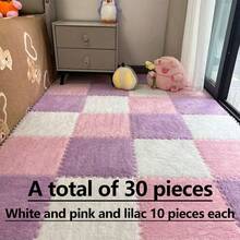 10pcs, 30cm, 60cm Plush Patchwork Rug Tiles, Bedroom Square Decorative Floor Mat, Bedside Cute Carpet, Thick Foam Floor Pad, Odorless Soft Interlocking Floor Protector Mat, Multi-Color Patchwork Rug, Comfortable Room Floor Mat, Suitable For Bedroom, Study, Living Room, Balcony - Plush Floor Mat - View 51