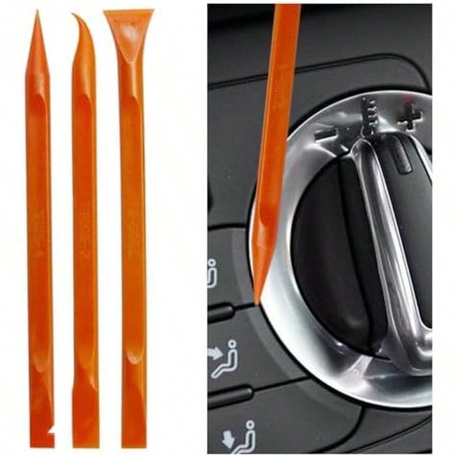 3PCS Plastic Scraper Tool - Multi-Purpose Non-Scratch Scrapers Cleaning Tool For Tight Spaces - Pen-Shaped Label Sticker Remover Scraper For Car Detailing Kitchen Crevices Gaps (Orange) - Orange - View 1