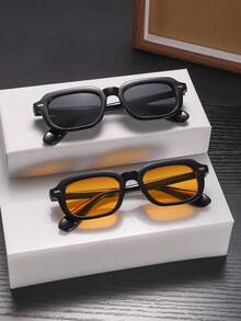 1pc Men's Square Frame Fashion Color Lens Glasses, Suitable For Daily Wear And Gift, Versatile For Everyday And Outdoor Activities - Multicolor - View 5