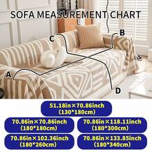 One Bohemian-Style Retro Patterned Chenille Sofa Cover, Suitable For All Seasons, Fully Covered, Non-Slip And Durable, Pet-Friendly, Wear-Resistant And Easy To Machine Wash, With A Rich Style, Suitable For Various Spaces Such As Bedrooms And Living Rooms, A Top Choice For Home Décor. - Màu Khaki - Xem 7