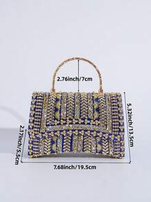 Túi xách đính đá lấp lánh màu bạc, chế tác tinh xảo, ví cầm tay dự tiệc trang trọng dành cho nữ, túi dạ hội thanh lịch. - Màu xanh lam - Xem 9