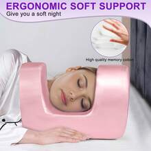 Beauty Headrest, Super Soft And Slowly Rebound Skin-Friendly Fabric, Multifunctional Anti-Wrinkle Beauty And Skin Care Makeup Pillow. 4 Colors To Choose From - Hồng - Xem 2