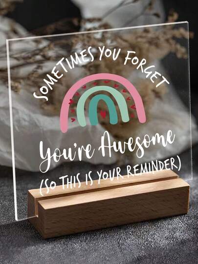 Acrylic Photo Frame With Wooden Base, Nordic Style Desktop Photo Stand, Office Desk Decor