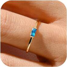 ¡RecomendadoRLMOON - Anillos de piedra natal de oro para mujer, anillo apilable, delicado chapado en oro de 14 quilates, chapado en oro de 14 quilates, anillo de piedras preciosas verde esmeralda, regalo¡Top de Temporada - Oro-07-jul. (Rubí creado) - Ver 17
