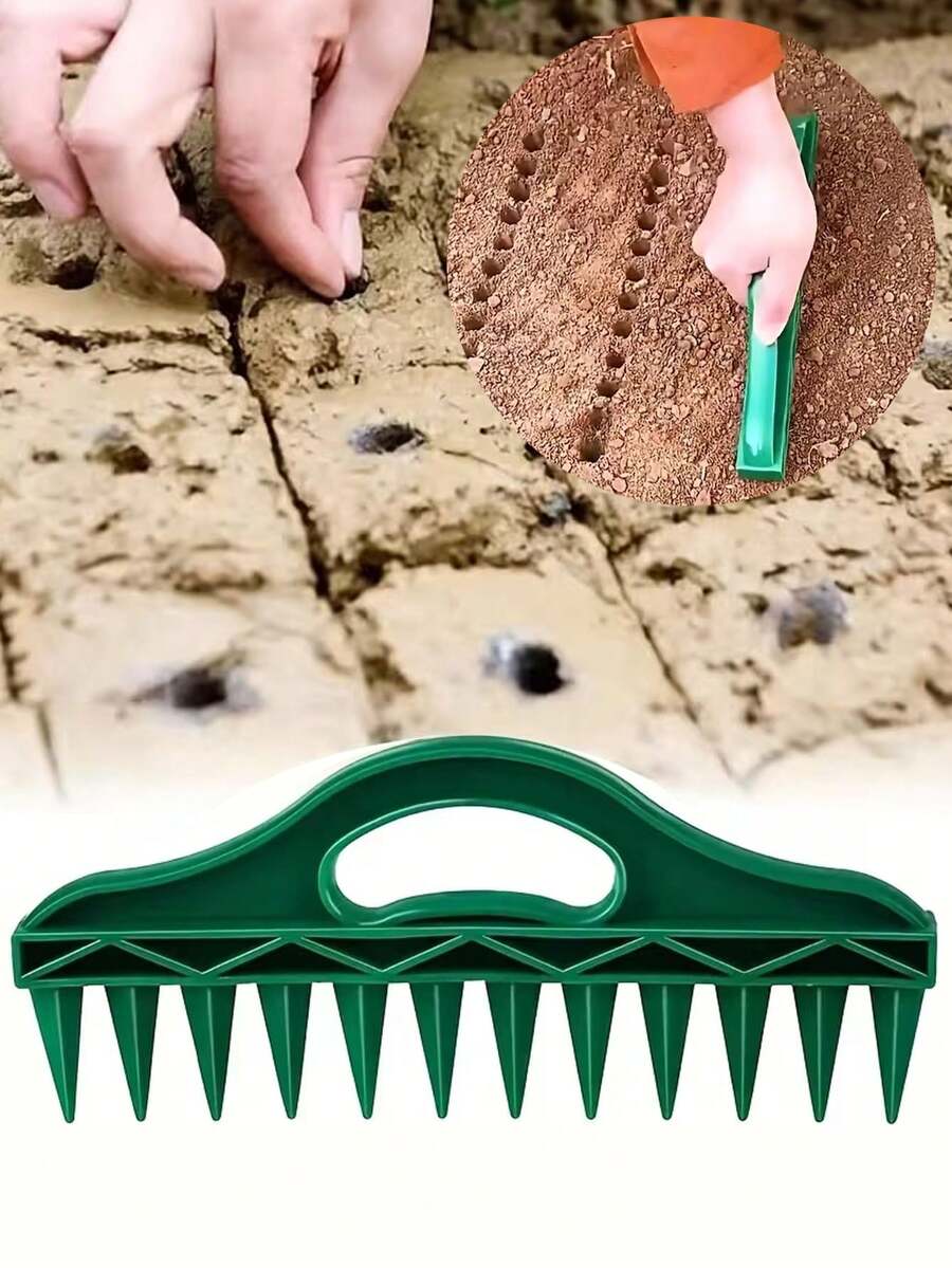 1件土壤播种机/钻孔机，适用于农田、园艺蔬菜种植、农业耙地、蔬菜种植、土壤松土、园艺种子间距钻孔和打孔。 - 土壤播種打孔器 - 查看 1