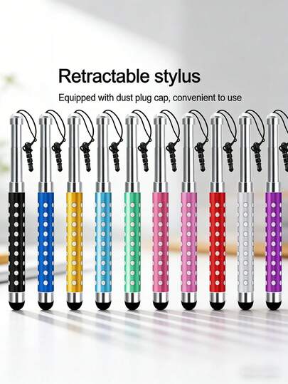 2 piezas/5 piezas Bolígrafo táctil retráctil con cielo estrellado blanco, de 3 etapas extensibles, compatible con dispositivos Apple, teléfonos y tabletas Android, para dibujar, escribir, caligrafía, con tapón antipolvo, pequeño regalo para estudiantes y oficina