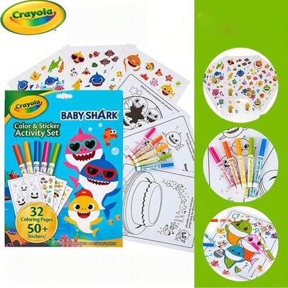  Crayola 涂色贴纸套装，包含贴纸图案、涂色纸和 5 支细头马克笔，让孩子们享受涂色的乐趣，干净卫生，适合幼儿，是圣诞礼物、旅行玩具和礼品的理想之选。