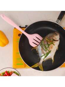 1pc Large Silicone Spatula; Non-Stick Kitchen Turner; Leak-Proof Durable; Extra Flexible; Pizza Fish Cooking; Long-Lasting Utensil; Kitchen Cooking Tool - Multicolor - View 6