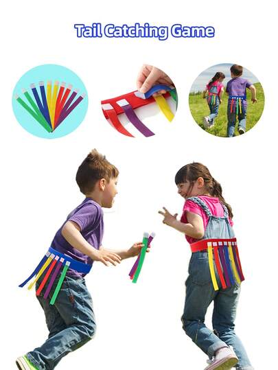 1pc Kindergarten Multi-Player Children's Tug-Of-War Game Prop, High Elasticity Waistband With Colorful Hook And Loop, & Thick Sensory Training Toy, Easter/Party Favor