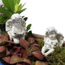 一套户外天使花园装饰摆件，树脂白色天使雕像，睡天使家居装饰，可爱天使纪念雕塑，天使摆件，适用于花园、庭院、花盆、仙女花园配件 - 天使套五 - 查看 9