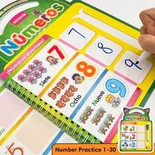 Erasable Spanish Alphabet & Numbers Practice Book Set Kids Preschool Spanish Educational Learning Workbook Reusable Dry Erase Writing Activity Book - Multicolor - View 11