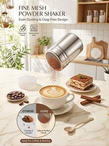 1个高品质不锈钢筛子，带盖，适用于糖、面粉、可可粉、小苏打等，家用和商用厨房均可使用。 - 彩色 - 查看 2